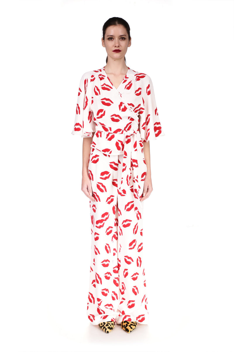 'BISOU' PRINT WIDE LEG PANTS - PANTS - Libertine