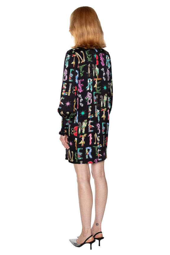 'DECO LETTERS' MOCK NECK DRESS -  - Libertine