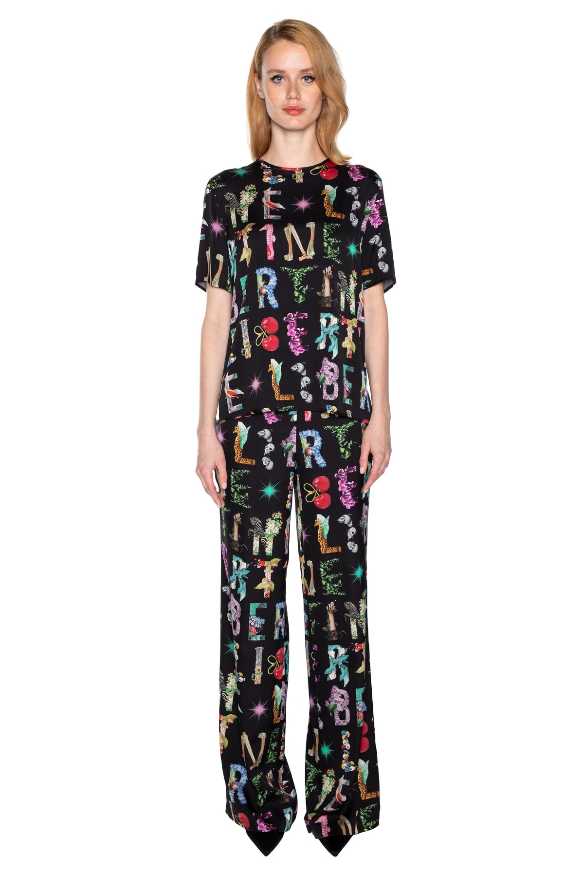 'DECO LETTERS' SLIM AARONS PANTS SIDE ZIP -  - Libertine
