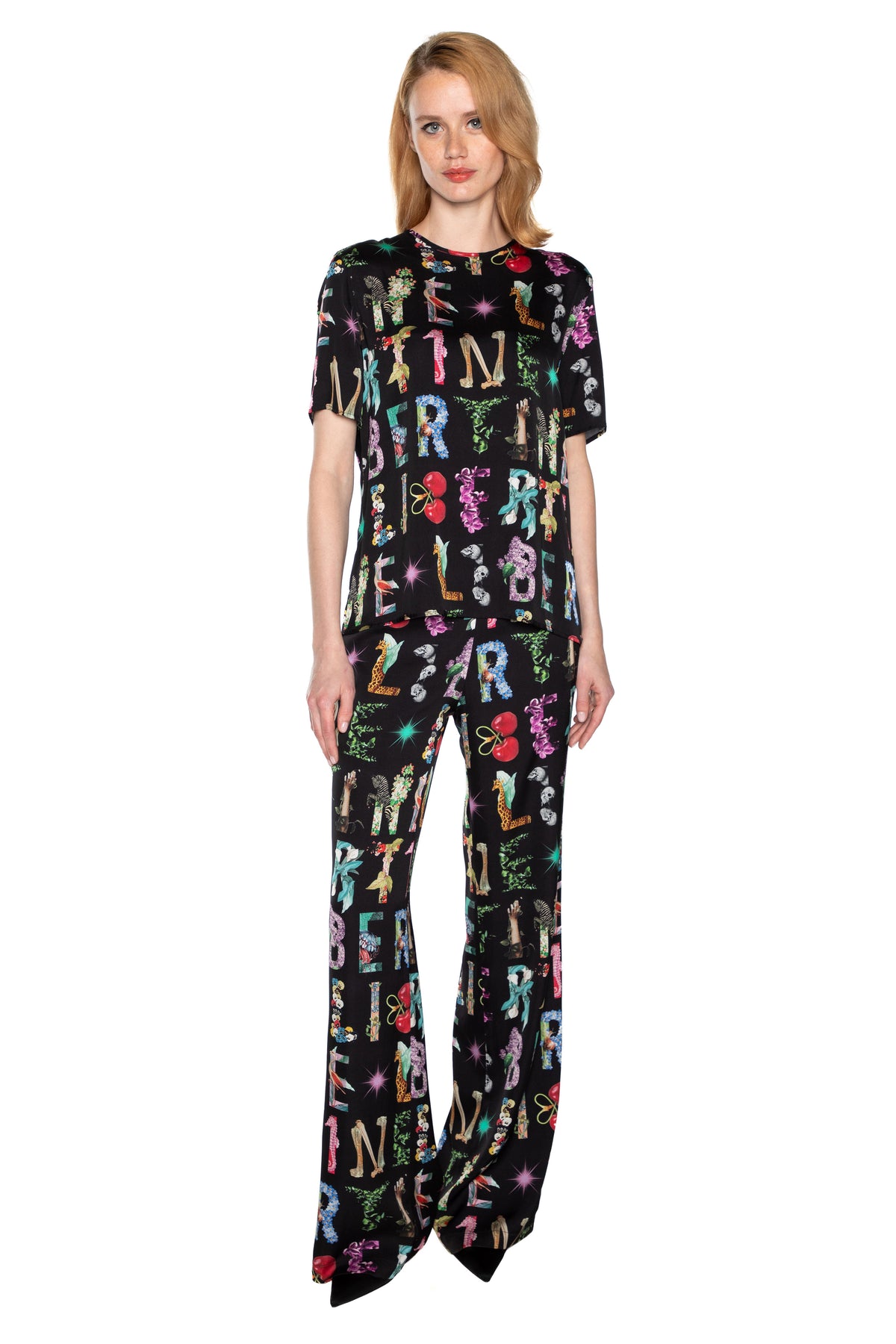 'DECO LETTERS' SLIM AARONS PANTS SIDE ZIP -  - Libertine