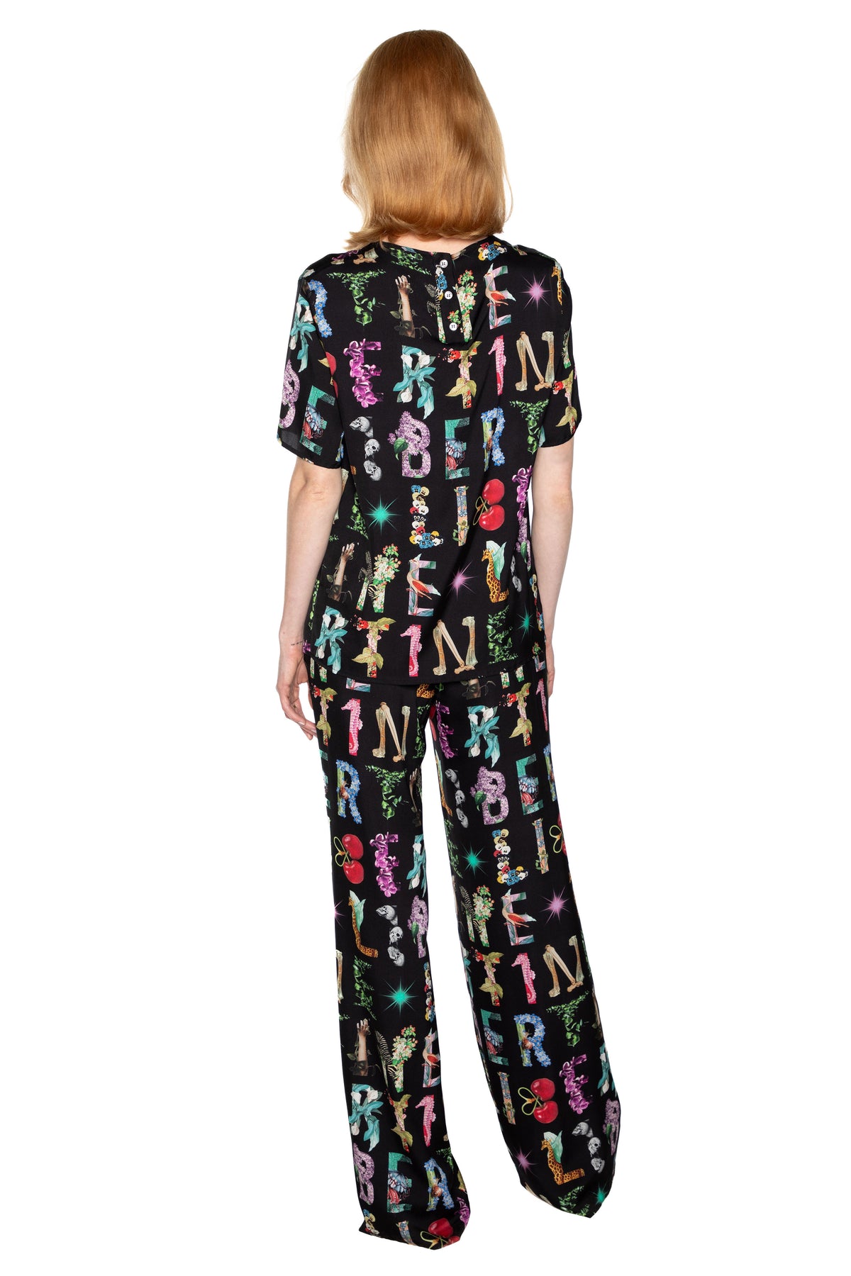 'DECO LETTERS' SLIM AARONS PANTS SIDE ZIP -  - Libertine