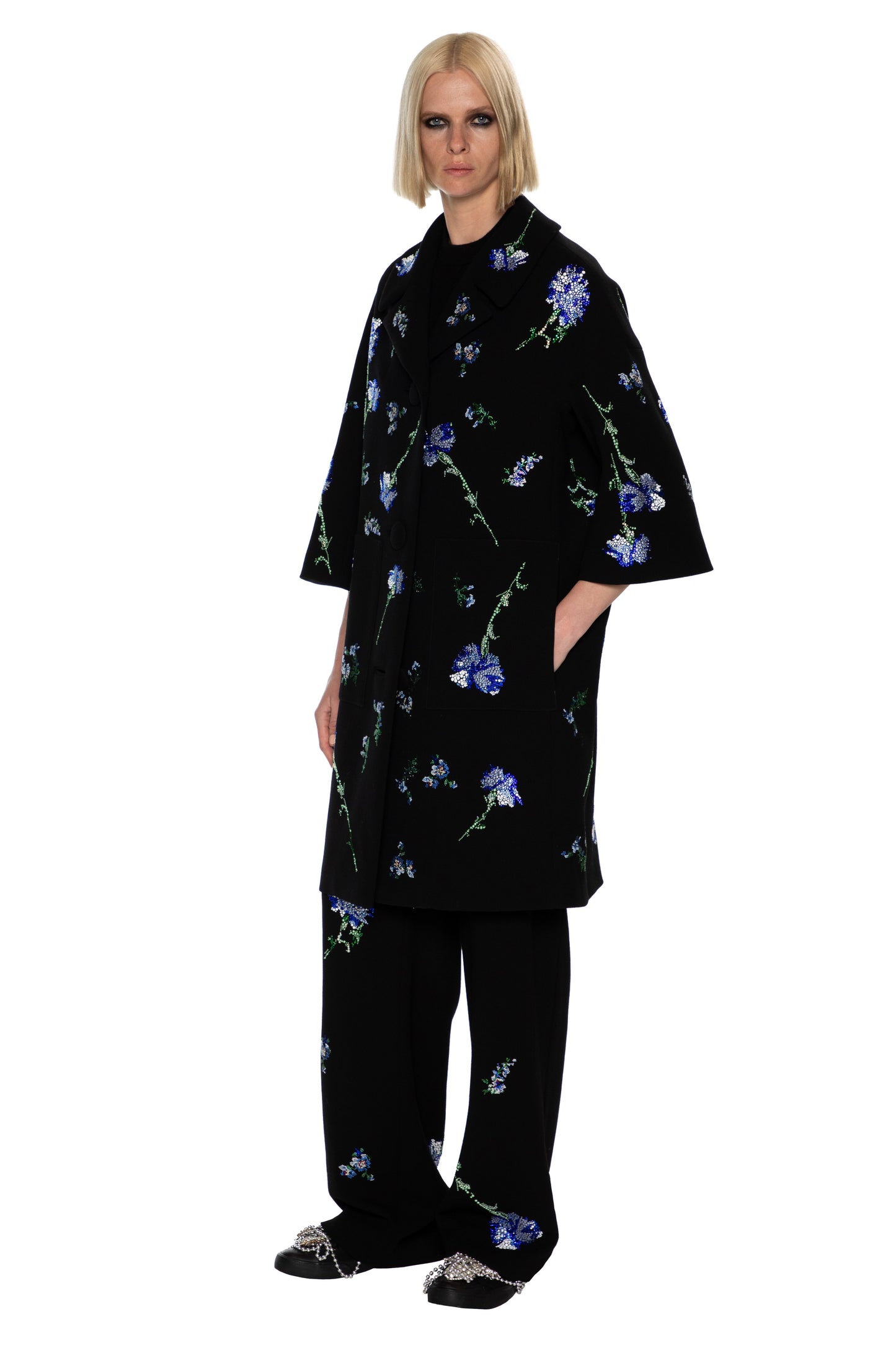 'CECIL BEATON BLUE CARNATION' PATCH POCKET COAT -  - Libertine