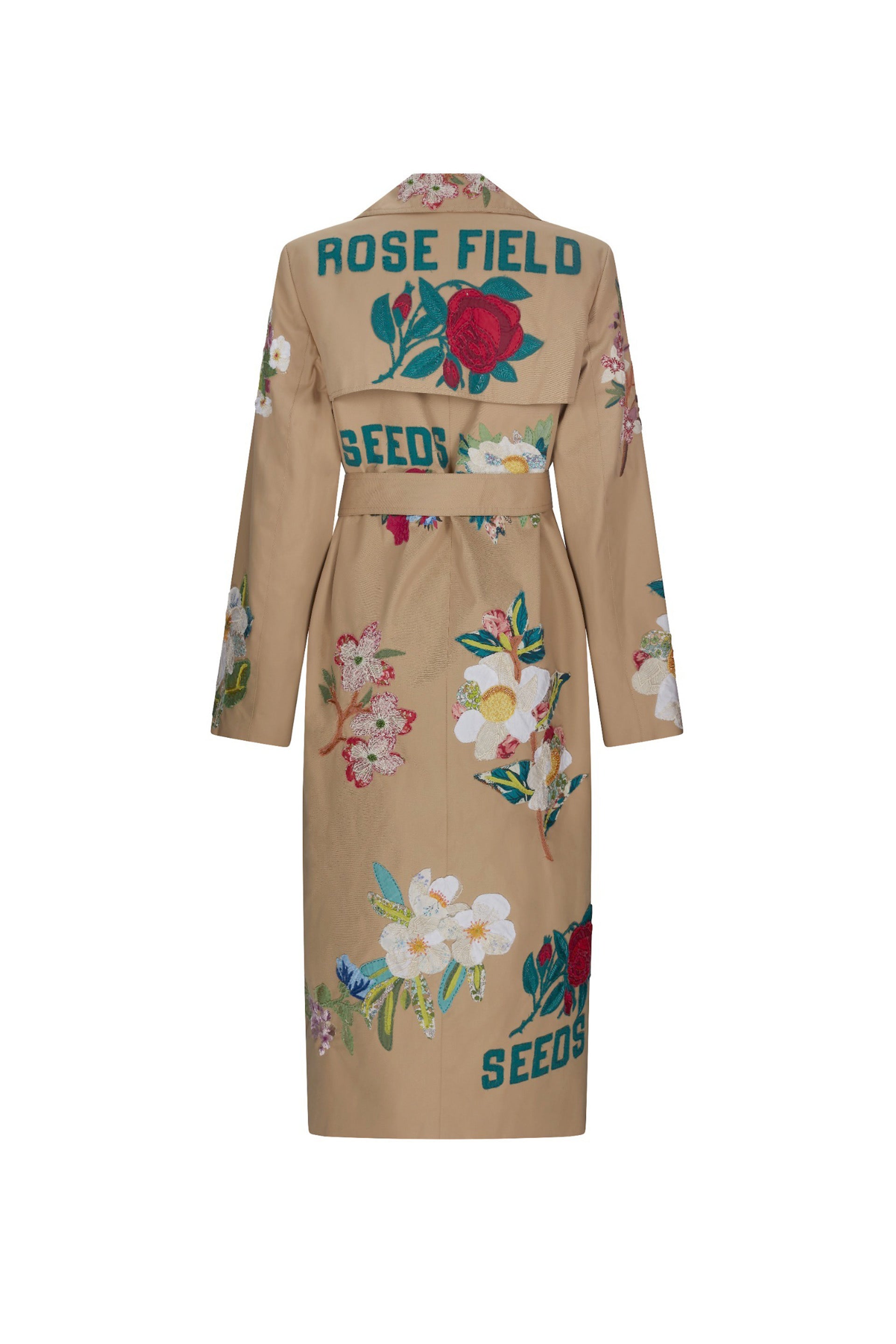 'HAND QUILTED FLORAL' LONG LEAN TRENCH -  - Libertine