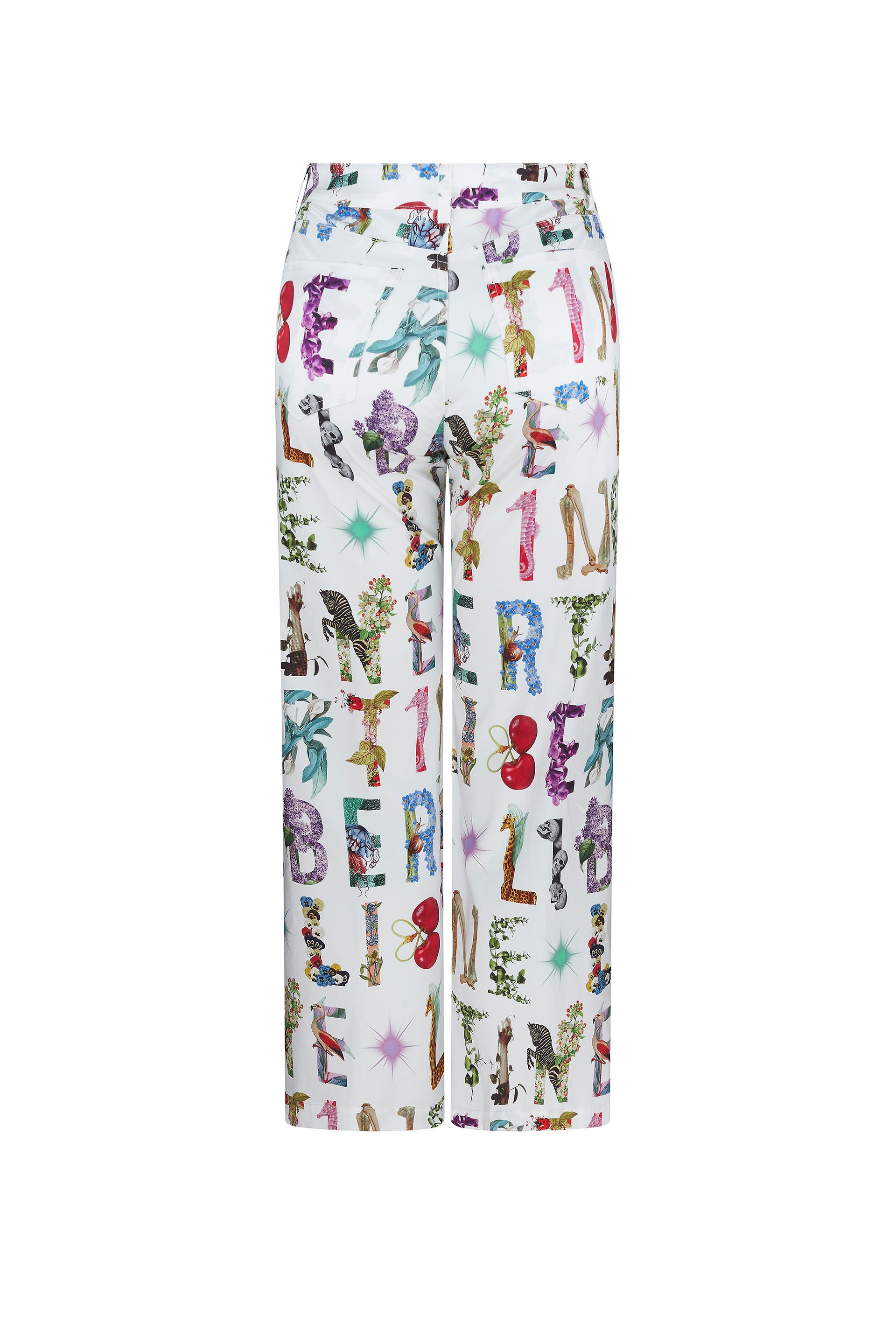 'WHITE DECO LETTERS' CROPPED WIDE LEG PANT -  - Libertine