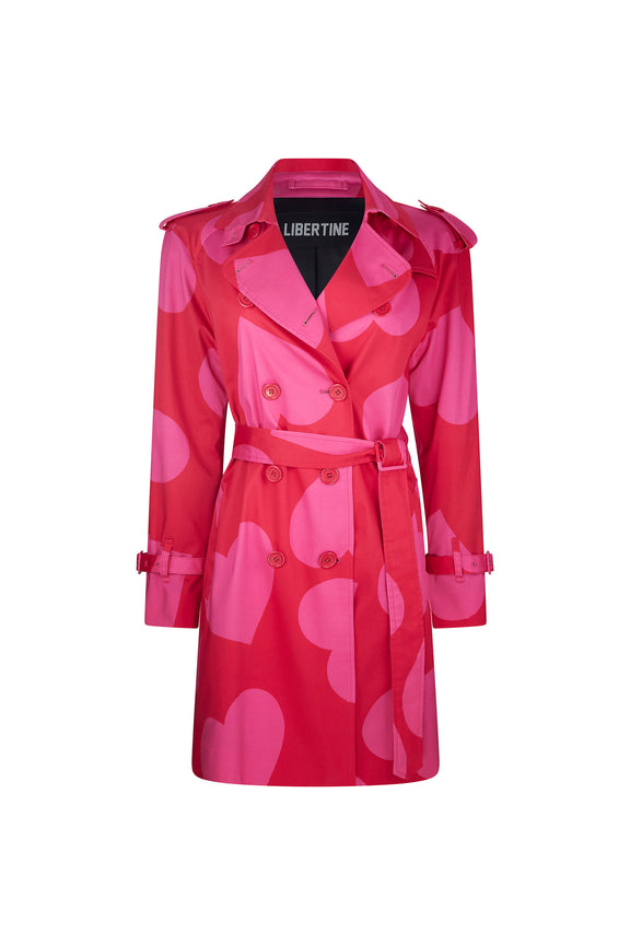 'PINKY RED HEARTS' TRENCH COAT - COATS - Libertine