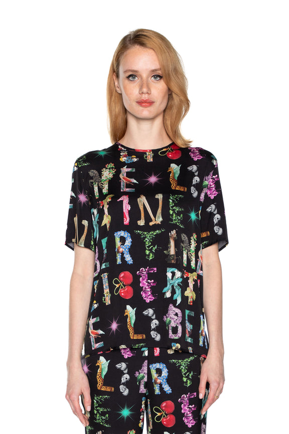 'DECO LETTERS' SHORT SLEEVE BLOUSE -  - Libertine