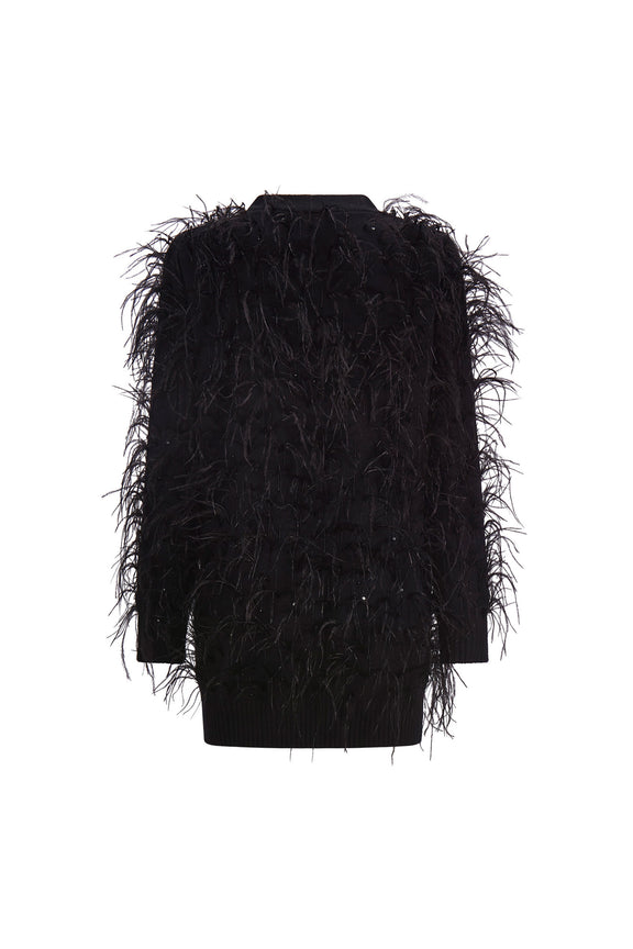 'WHAM BAM' BLACK FEATHERY CARDIGAN -  - Libertine