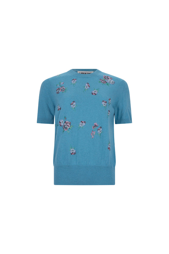 'PANSIES' SKY SHORT SLEEVE PULLOVER - - Libertine - Main image
