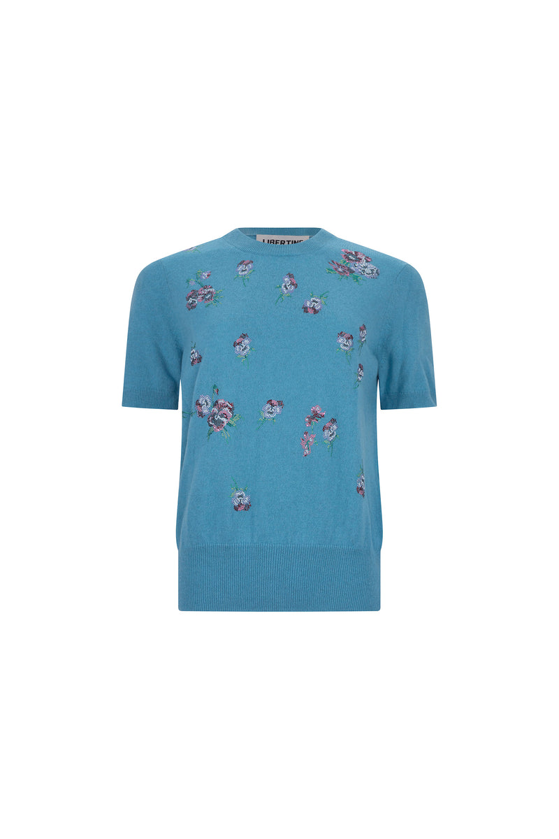 'PANSIES' SKY SHORT SLEEVE PULLOVER -  - Libertine