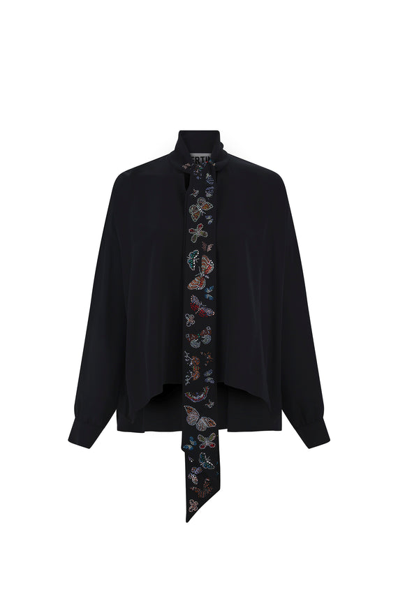 'MILLIONS OF BUTTERFLIES' TIE BLOUSE -  - Libertine