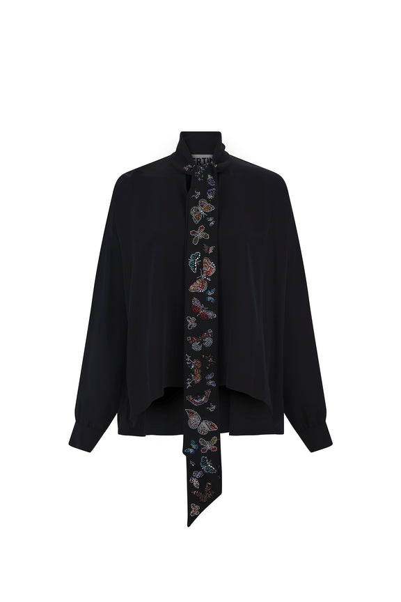 'MILLIONS OF BUTTERFLIES' TIE BLOUSE -  - Libertine