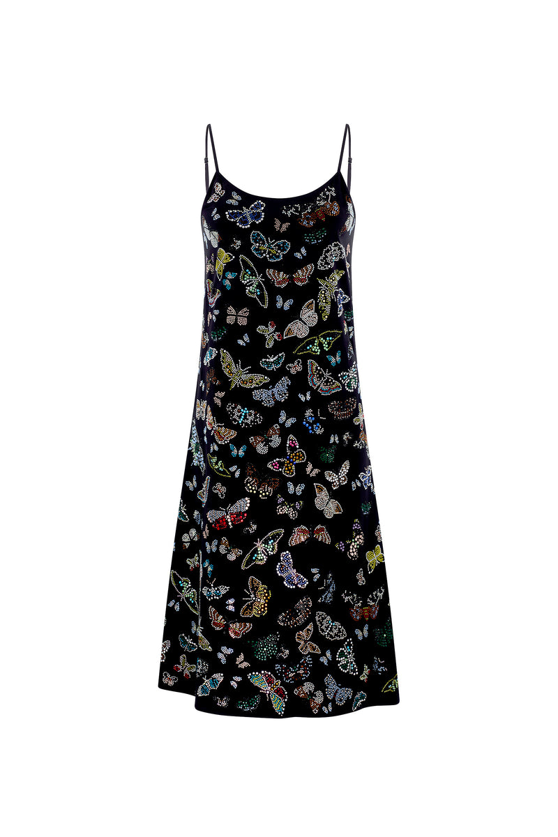 'MILLIONS OF BUTTERFLIES' STRAIGHT SLIP DRESS - - Libertine