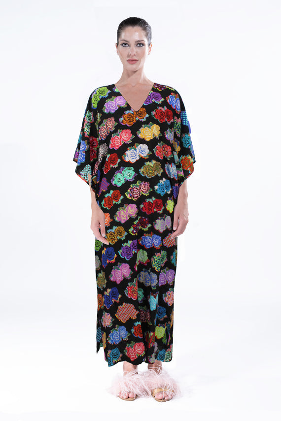 'PUNK ROCK FLOWERS' KAFTAN DRESS - - Libertine - Main image