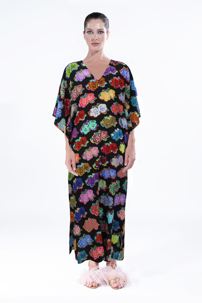 'PUNK ROCK FLOWERS' KAFTAN DRESS -  - Libertine