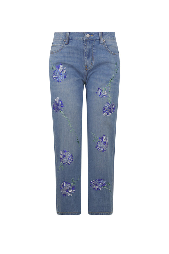 'CECIL BEATON BLUE CARNATION' CRYSTAL BOYFRIEND JEAN - PANTS - Libertine - Main image