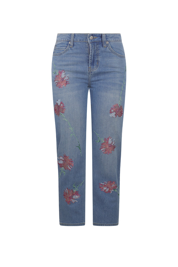 'CECIL BEATON PINK CARNATION' CRYSTAL BOYFRIEND JEAN -  - Libertine