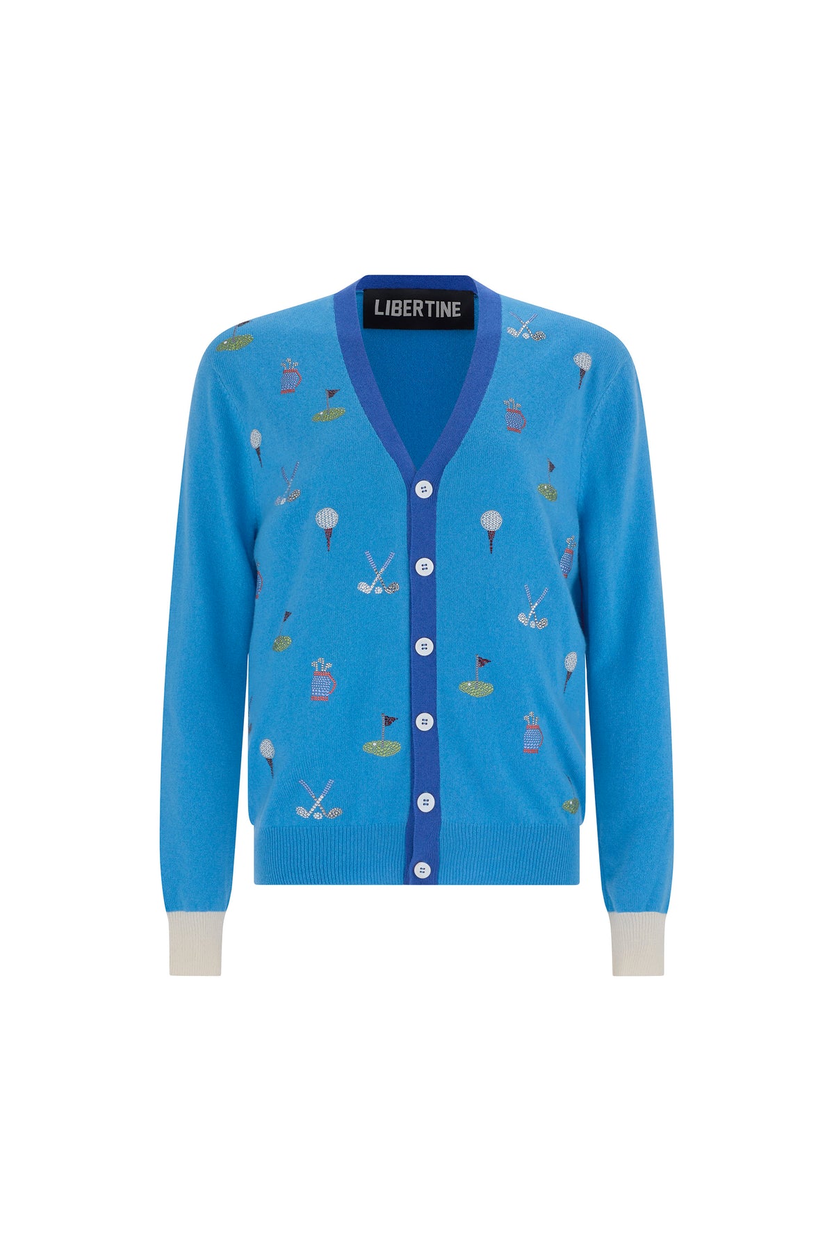 'GOLF' COLOR BLOCK V NECK CARDIGAN - - Libertine