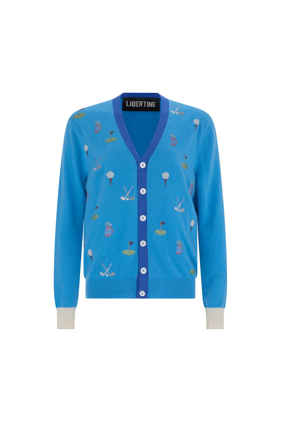 'GOLF' COLOR BLOCK V NECK CARDIGAN - - Libertine