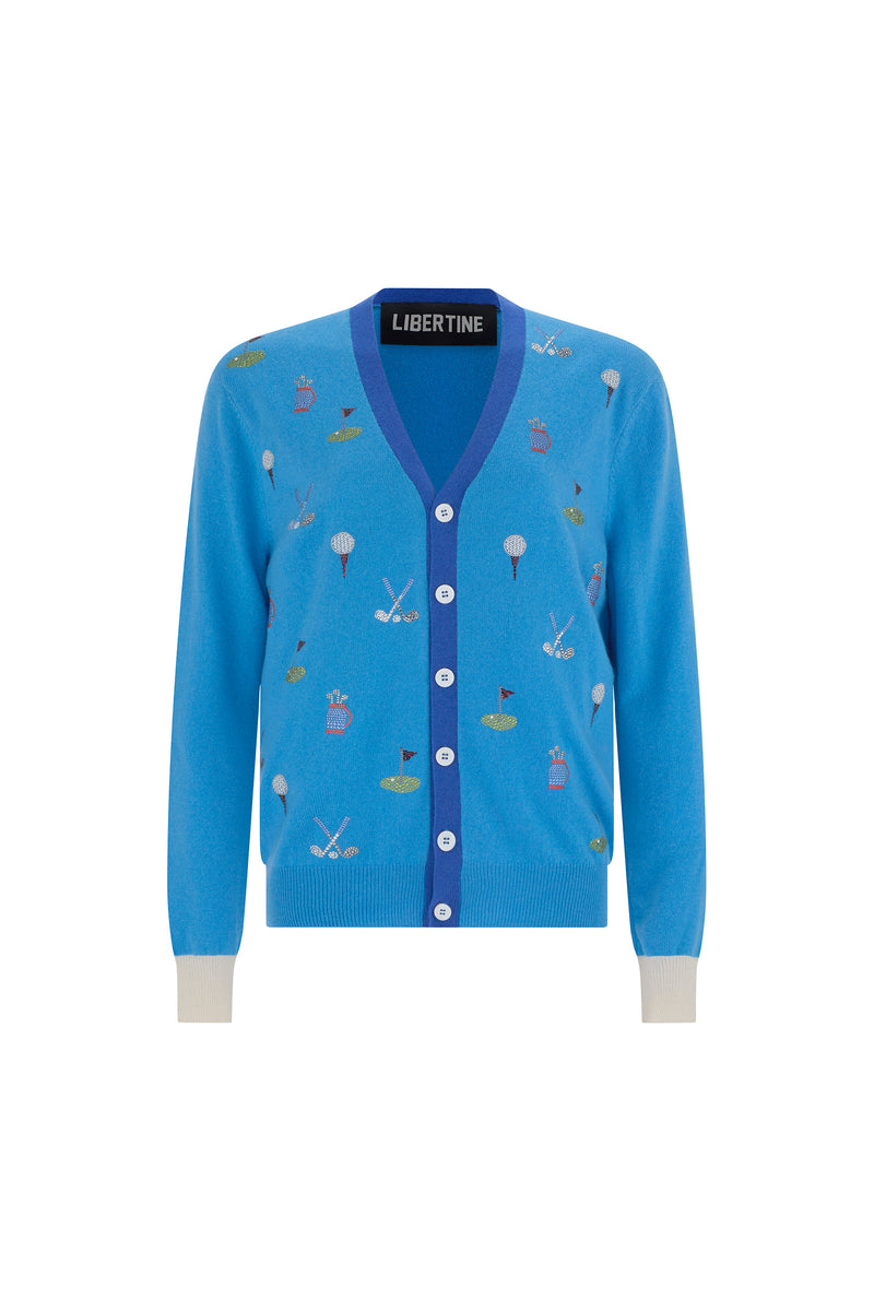 'GOLF' COLOR BLOCK V NECK CARDIGAN - - Libertine