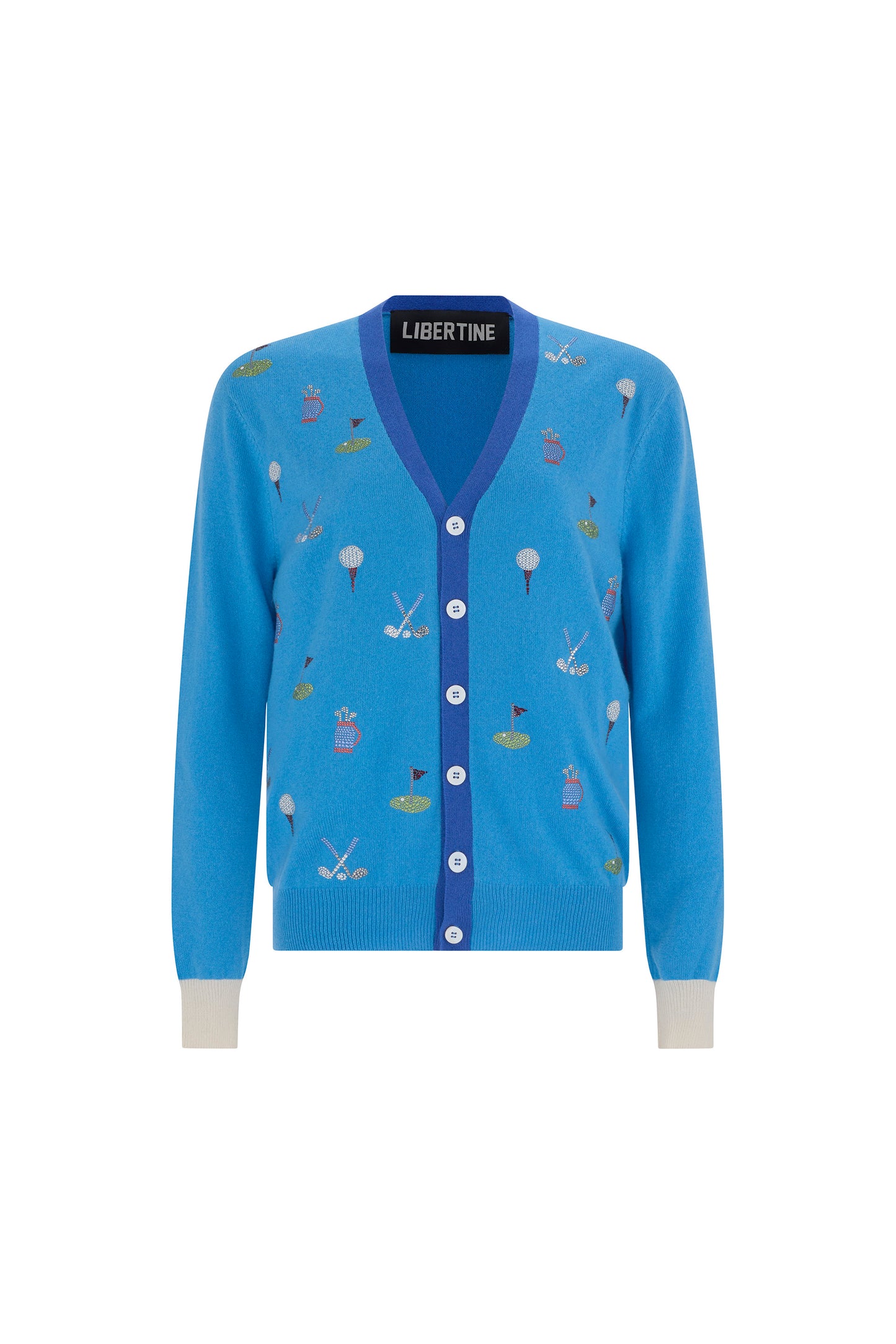 'GOLF' COLOR BLOCK V NECK CARDIGAN - - Libertine