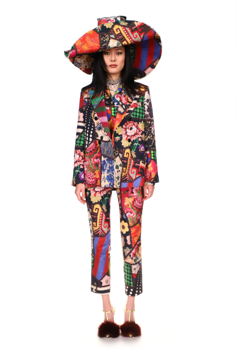 'HOTCH POTCH CRAZY QUILT' DOUBLE BREASTED JACKET WITH CRYSTAL SEAMS - BLAZERS - Libertine