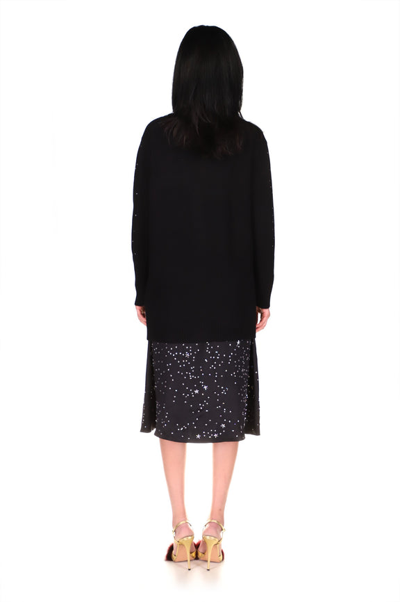 CRYSTAL 'LONGFELLOW'S LIGHT OF STARS' BLACK CASHMERE LONG CARDIGAN - CARDIGANS - Libertine