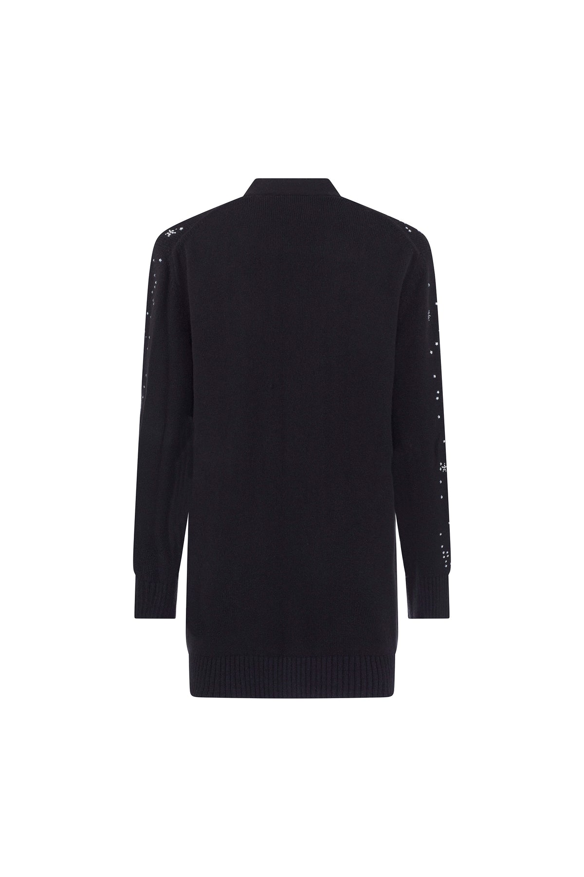 CRYSTAL 'LONGFELLOW'S LIGHT OF STARS' BLACK CASHMERE LONG CARDIGAN - CARDIGANS - Libertine