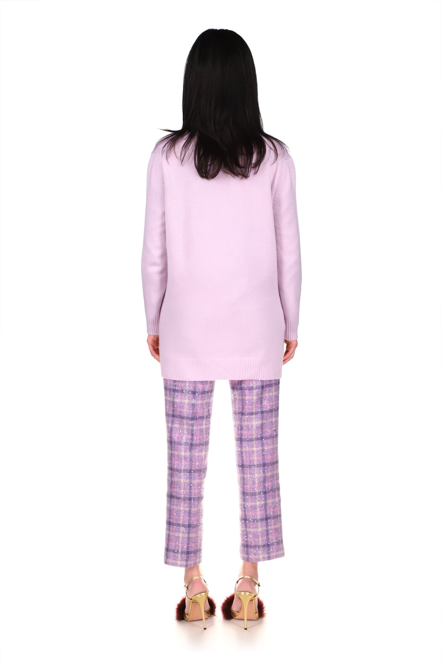 'FORGET ME NOT' LILAC CASHMERE LONG CARDIGAN - CARDIGANS - Libertine