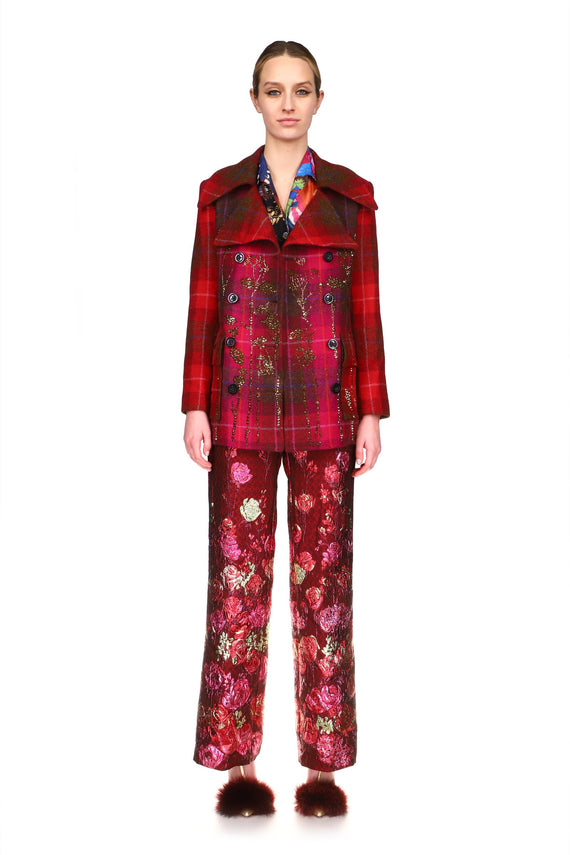 CRYSTAL 'PINK TARTAN FENNEL GARDEN' PEACOAT - COATS - Libertine - Main image