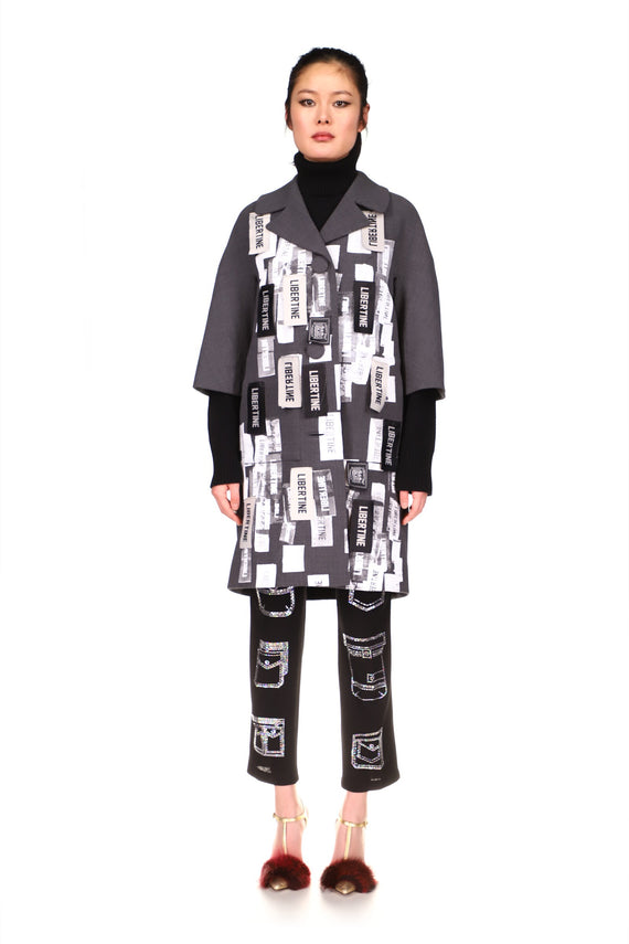 SILK SCREENED 'LABEL MANIA' PATCH POCKET COAT - COATS - Libertine - Main image