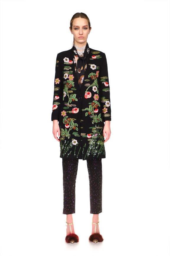 ELIZABETHAN FLORAL V-NECK COAT - COATS - Libertine