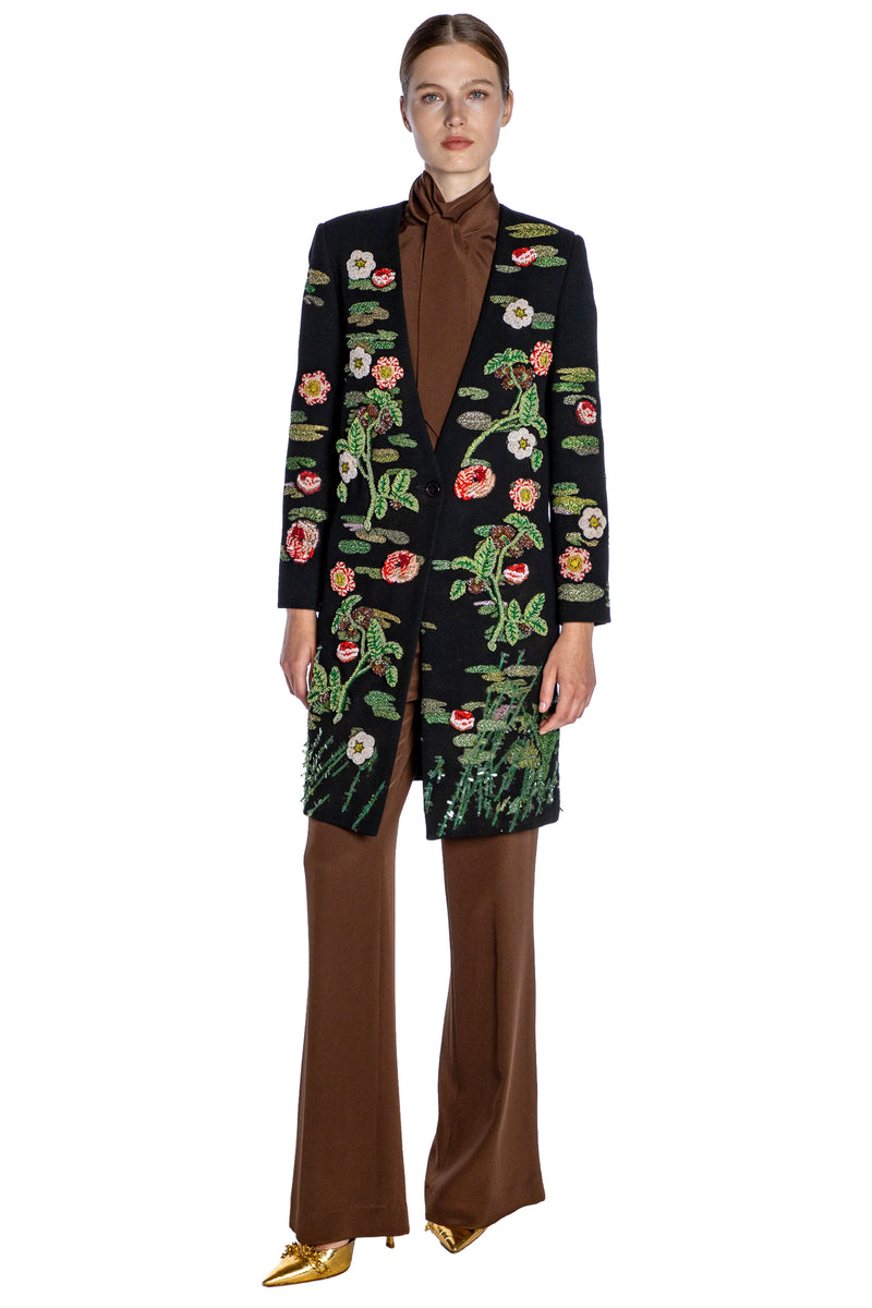 ELIZABETHAN FLORAL V-NECK COAT - COATS - Libertine