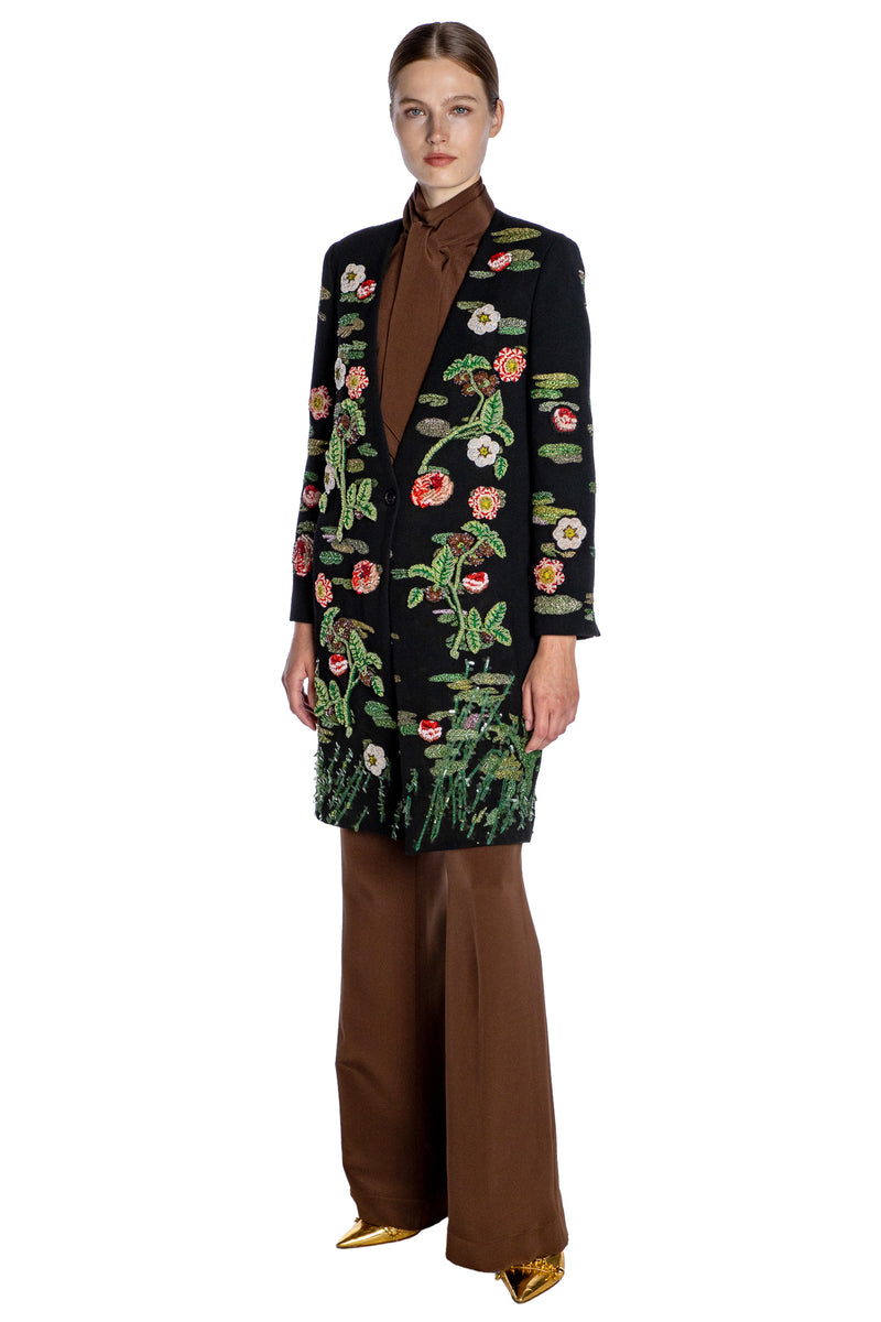 ELIZABETHAN FLORAL V-NECK COAT - COATS - Libertine