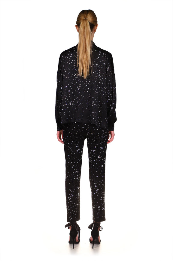 CRYSTAL 'LONGFELLOW'S LIGHT OF STARS' SILK TIE BLOUSE - TOPS - Libertine