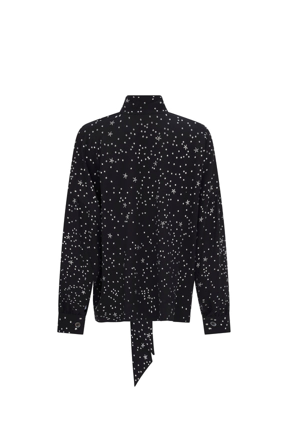 CRYSTAL 'LONGFELLOW'S LIGHT OF STARS' SILK TIE BLOUSE - TOPS - Libertine