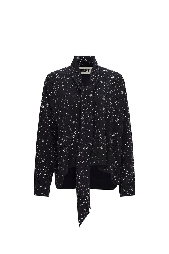CRYSTAL 'LONGFELLOW'S LIGHT OF STARS' SILK TIE BLOUSE - TOPS - Libertine - Main image