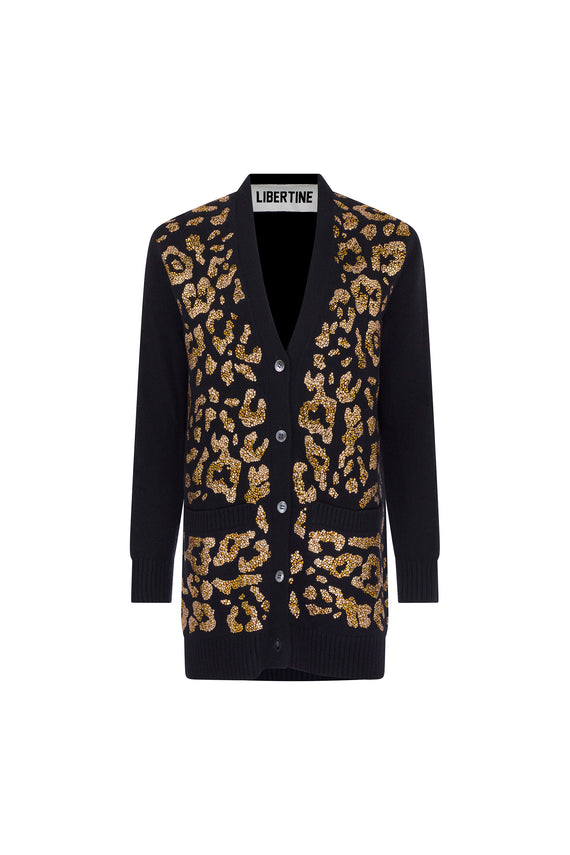 CRYSTAL 'LEOPARDO' OVERSIZED CARDIGAN - CARDIGANS - Libertine - Main image
