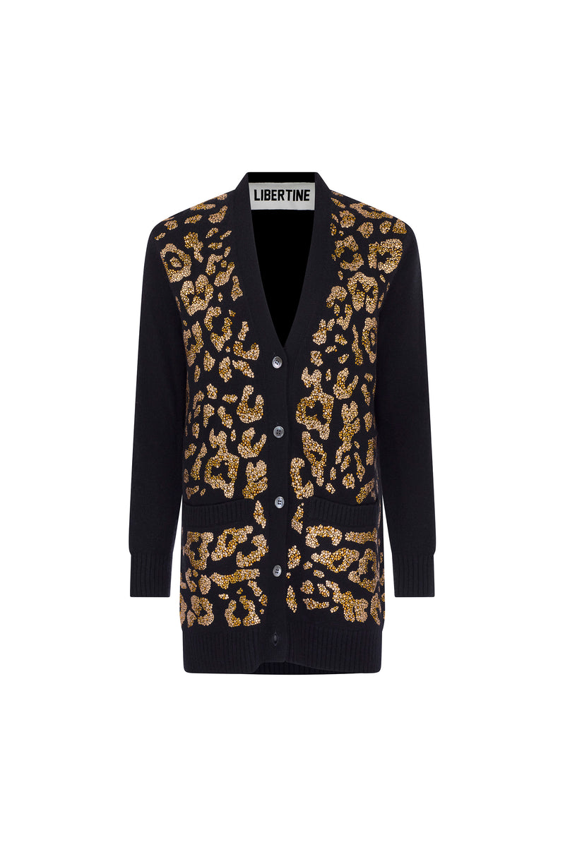 CRYSTAL 'LEOPARDO' OVERSIZED CARDIGAN - CARDIGANS - Libertine