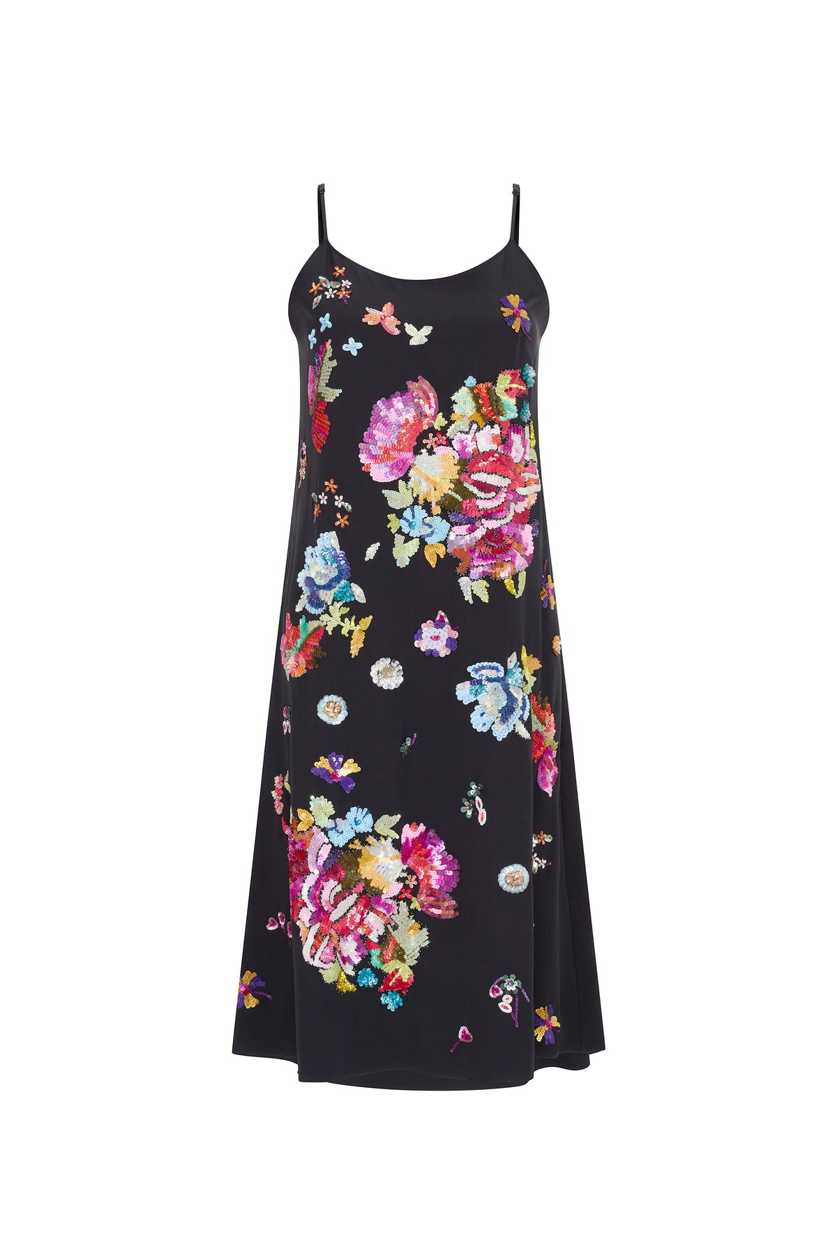 'CHINOIS BOUQUET' EMBROIDERY STRAIGHT SLIP DRESS - DRESSES - Libertine