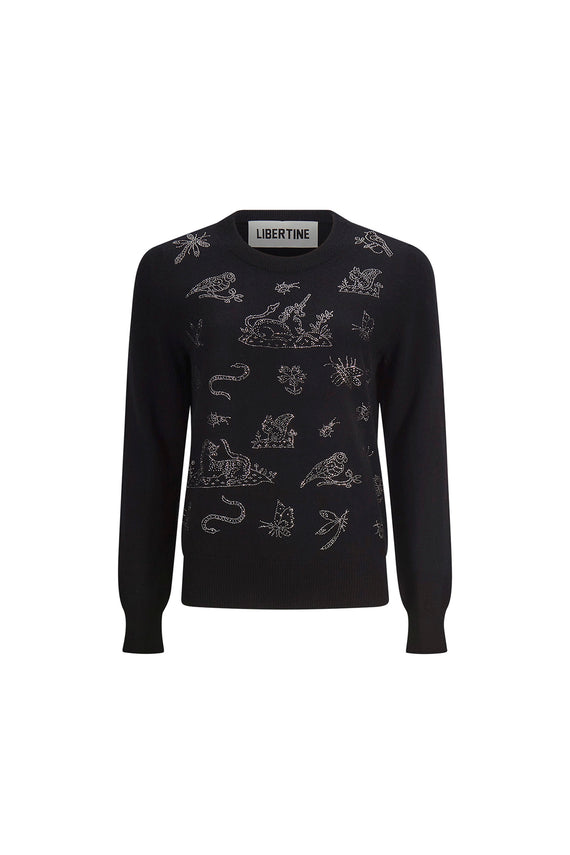 'ELIZABETHAN STUMP WORK' SHRUNKEN PULLOVER SWEATER - - Libertine - Main image