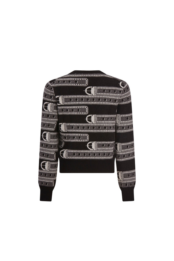 'BELTS' SHRUNKEN PULLOVER SWEATER -  - Libertine