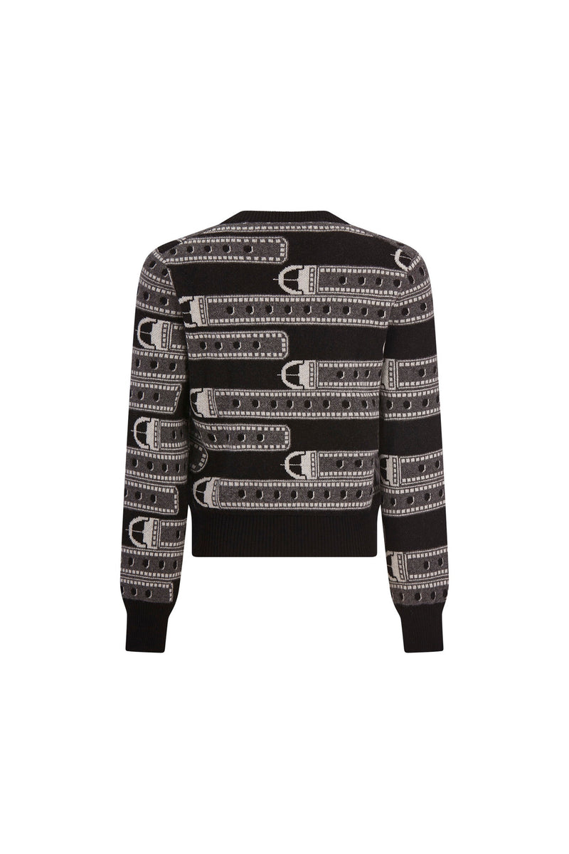 'BELTS' SHRUNKEN PULLOVER SWEATER - - Libertine