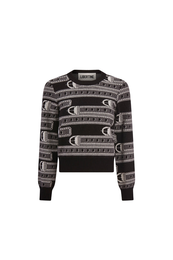 'BELTS' SHRUNKEN PULLOVER SWEATER -  - Libertine