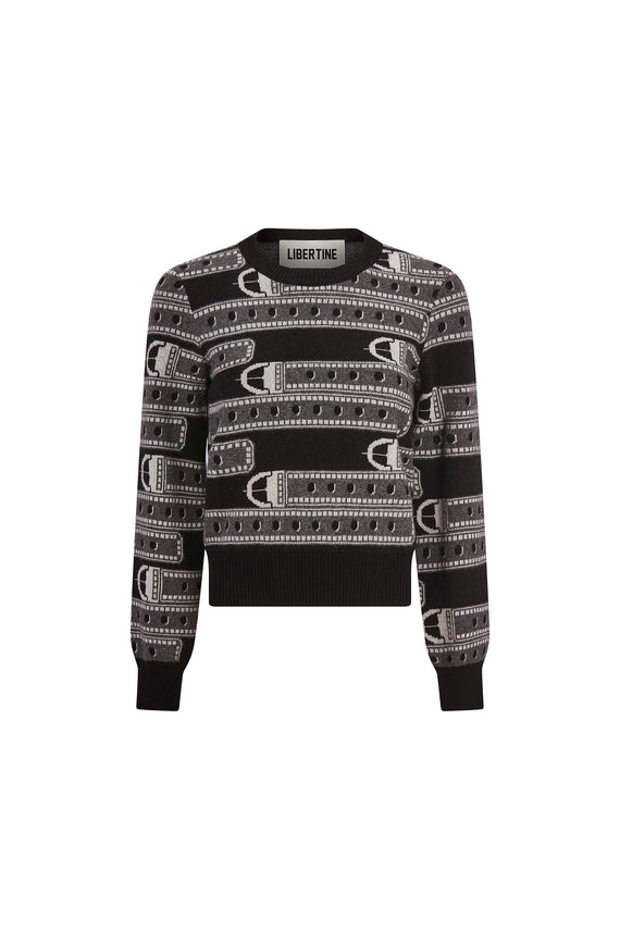 'BELTS' SHRUNKEN PULLOVER SWEATER - - Libertine - Main image