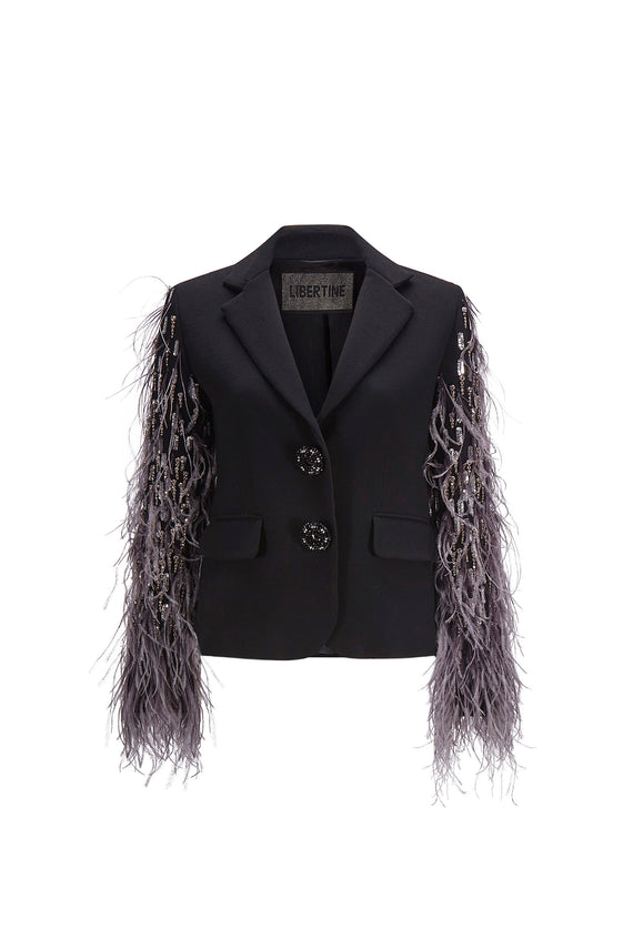 'ACROSS THE UNIVERSE' EMBROIDERED SLEEVE L/S SHORT JACKET - - Libertine - Main image