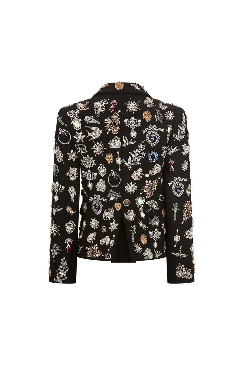 'EMBROIDERED BLACK DIAMOND PINS' L/S SHORT JACKET - - Libertine