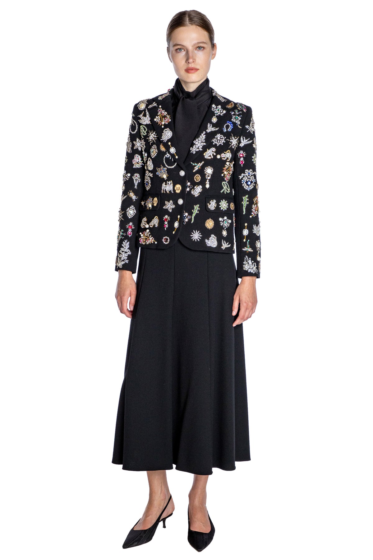 'EMBROIDERED BLACK DIAMOND PINS' L/S SHORT JACKET - - Libertine