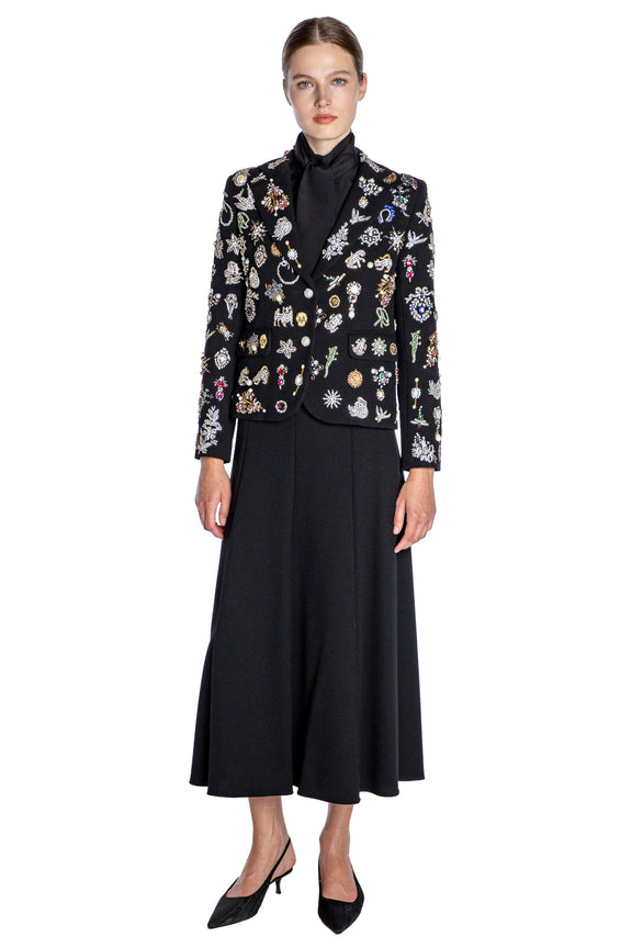 'EMBROIDERED BLACK DIAMOND PINS' L/S SHORT JACKET - - Libertine