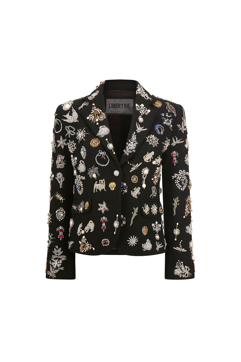 'EMBROIDERED BLACK DIAMOND PINS' L/S SHORT JACKET - - Libertine