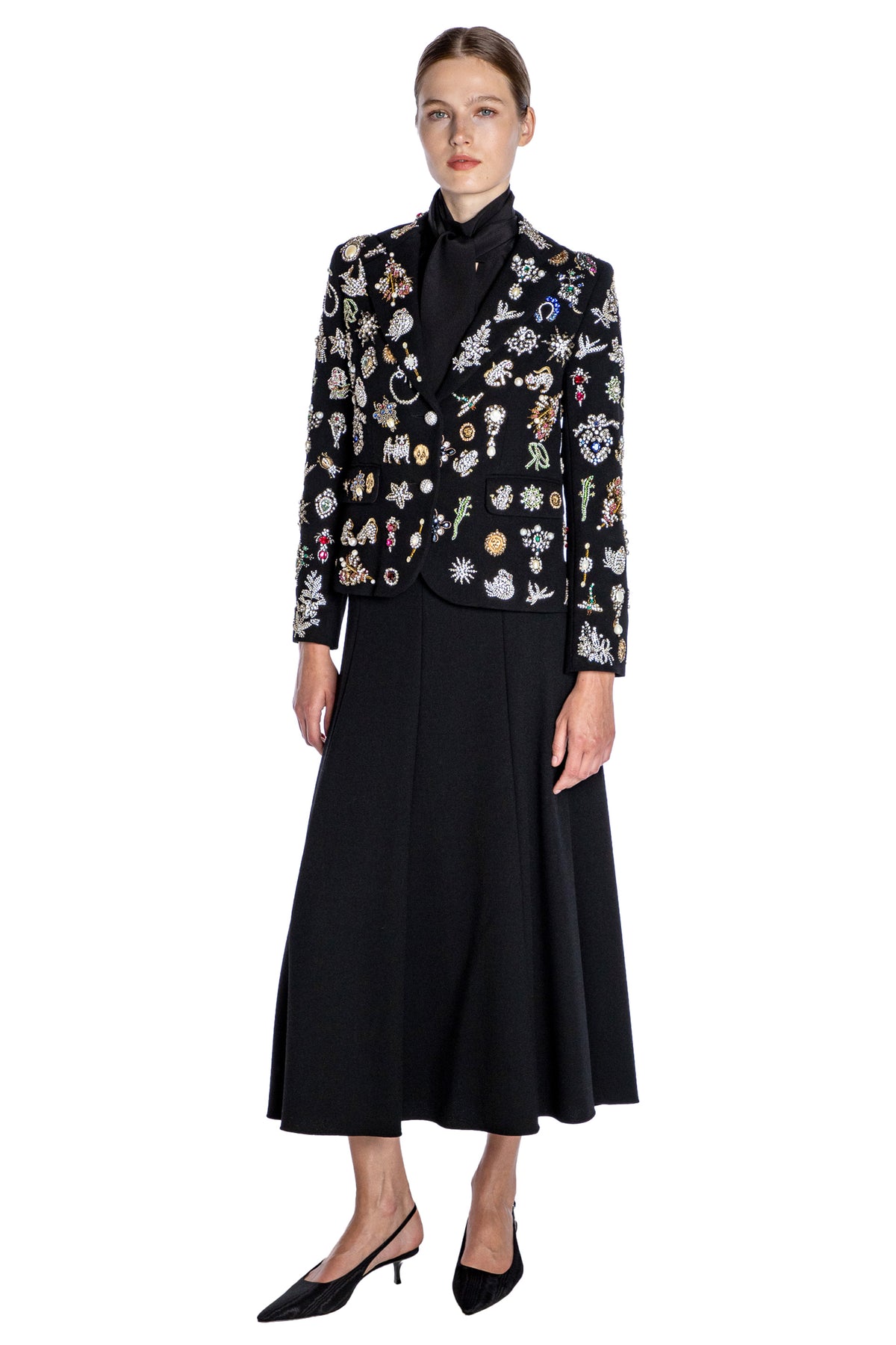 'EMBROIDERED BLACK DIAMOND PINS' L/S SHORT JACKET - - Libertine